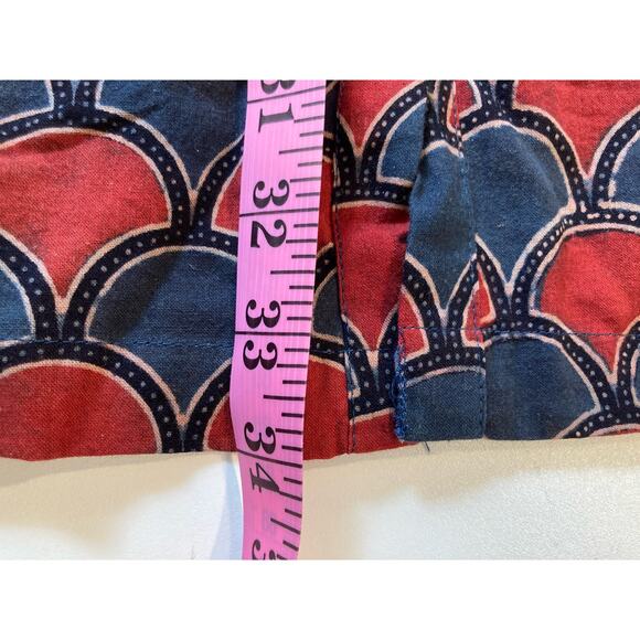 India-made 100% Organic Cotton Tunic Red & Blue pattern - Picture 8 of 14